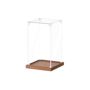 JUJOMAT Acrylic Display Case for Collectibles, Wood Base (6x6x10 inches, 15x15x25 cm)