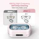 Jewelry Cleaner Ultrasonic Machine, Upgraded 48KHz Ultrasonic Cleaner with 304 Stainless Steel for Jewelry, Eyeglasses, Rings, Watch Strap, Dentures-Pink