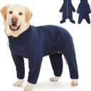 Dog Winter Coat for Large Medium Small Dogs, Warm Fleece High Collar Full Body Dog Jumpsuit Comfortable Onesie Apparel (Dark Blue, 5X-Large) (5XL(Reference Weight 65-88 lbs))