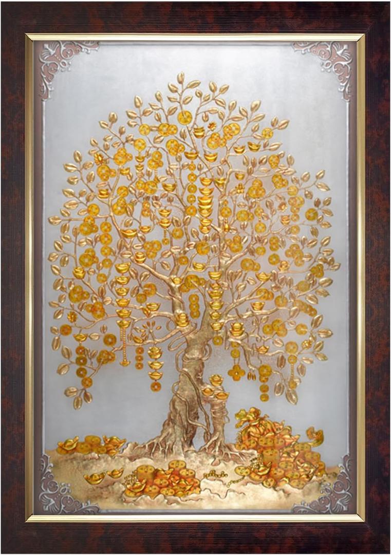 Dharvika Innovations Vastu Money Tree Wall Painting, 14 x 20 Inch
