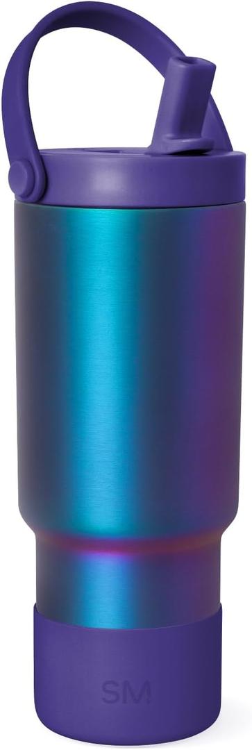 Simple Modern Trek Pivot | 24oz Kids Flip Straw Tumbler with Handle and Silicone Boot | Insulated Water Bottle Stainless Steel Cup | School Travel Jug | Prism