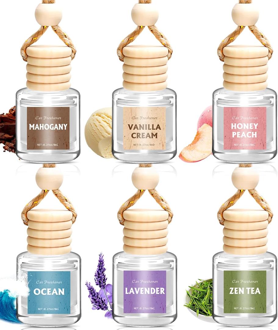 AROIC Car Air Freshener for Women, 6 Pack Air Freshener Diffuser, Hanging Air Fragrance Essential Oil Diffuser, Long Lasting Fragrance Fresheners Scents Accessories Cute Car Interior Unisex