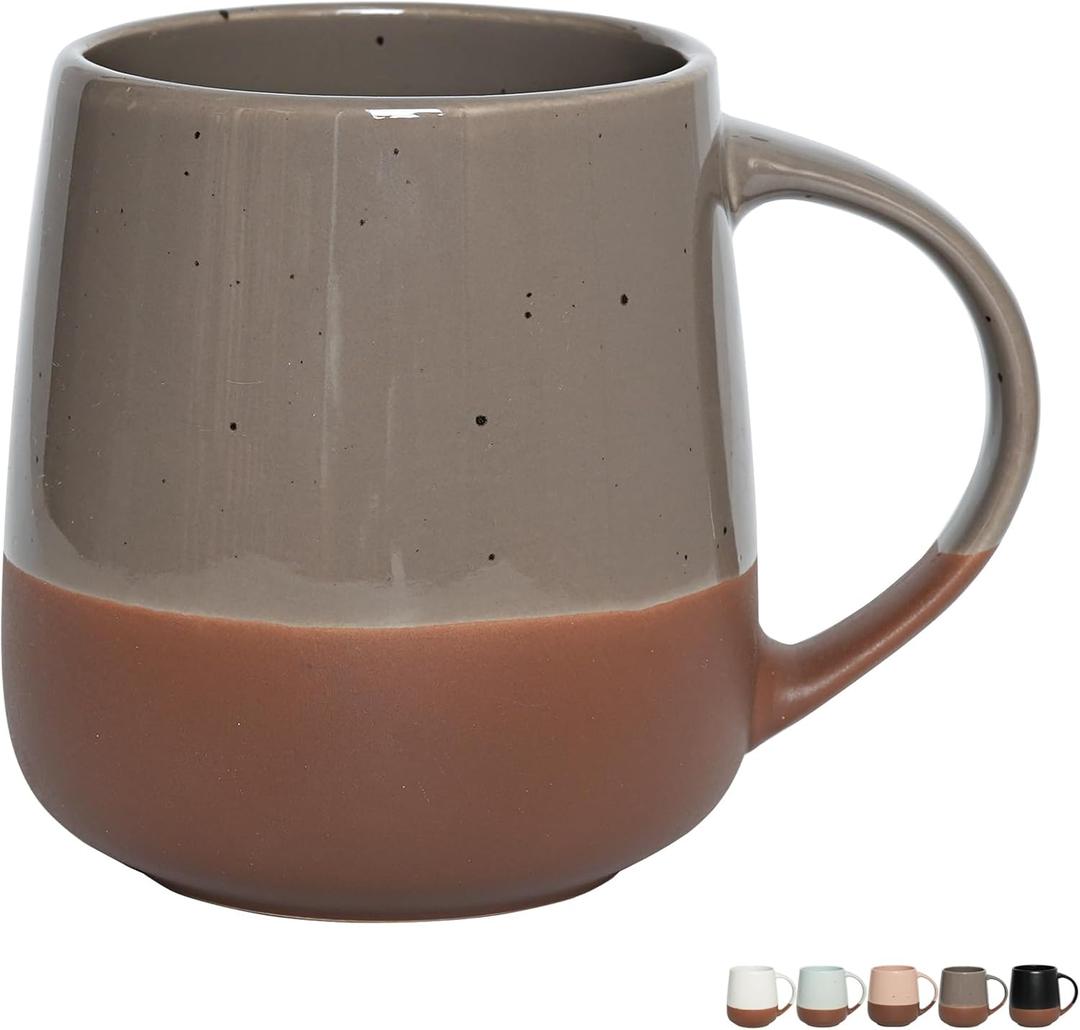 Bosmarlin Extra Large Ceramic Coffee Mug, 22 Oz, Dishwasher and Microwave Safe, Oversized Big Tea Cup (Grey) (Gray)