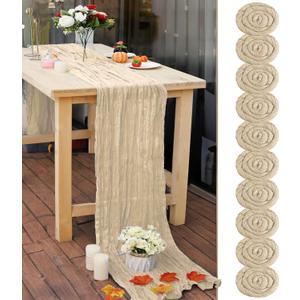 10 Pcs Beige 10FT Cheesecloth Table Runner 23"x120" Romantic Cheese Cloth Table Runner Boho Rustic Gauze Table Runners for Wedding Arch Engagement Bridal Baby Shower Birthday Party Anniversary Dcor 10 Pcs Beige 10FT Cheesecloth Table Runner 23"x120" Romantic Cheese Cloth Table Runner Boho Rustic Gauze Table Runners for Wedding Arch Engagement Bridal Baby Shower Birthday Party Anniversary Dcor