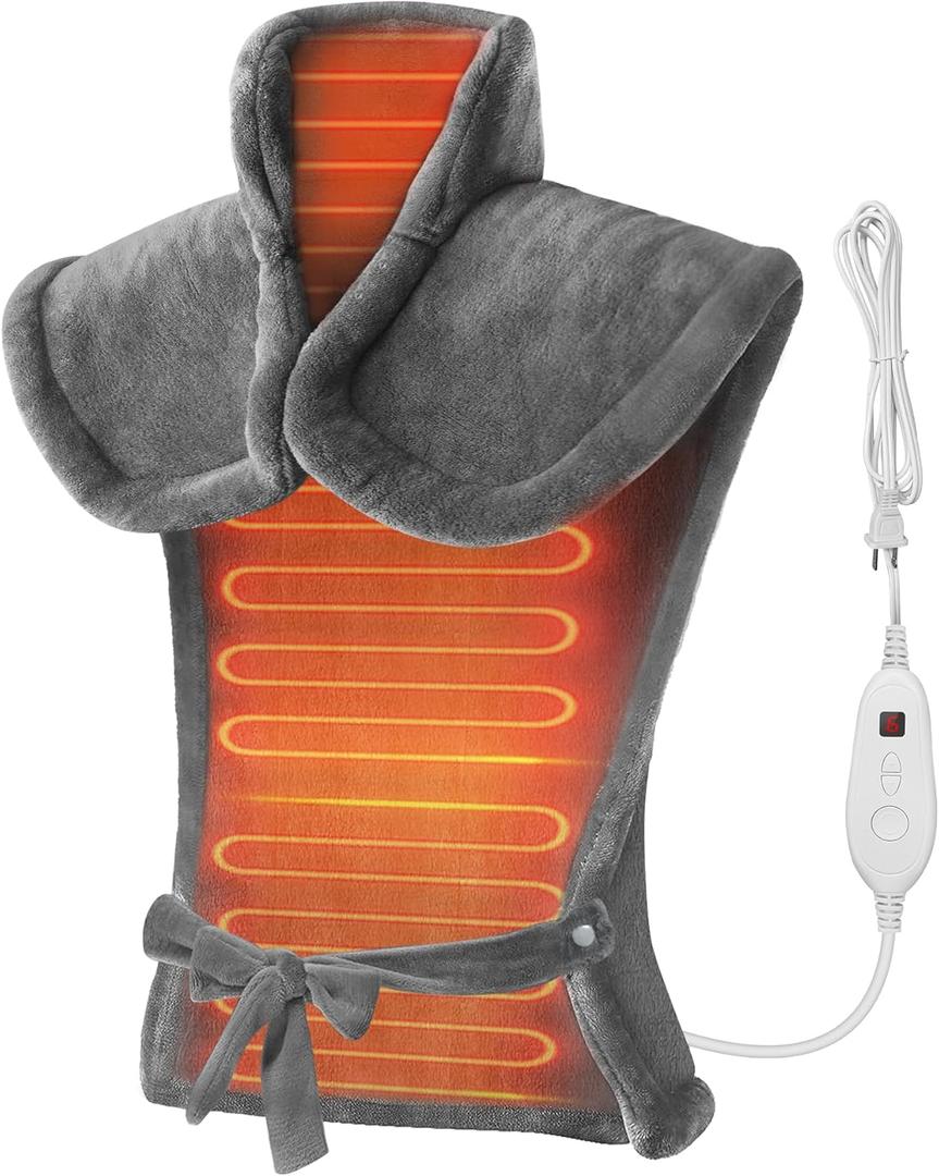 Snailax Heating Pad for Back Pain Relief, Christmas Gifts, Large Heating Pad for Neck Shoulder Back, Neck Warmer Weighted Wearable Back Heated Pad, Auto Shut Off, (Grey) (24"x33")