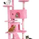 BestPet | 54" Cat Tree Tower | Pink | Sturdy, Easy to Assemble, Multi-Level Activity Center with Sisal Scratching Posts, Condos, Perches, Hanging Cat Toys, Observation Decks & Ladder