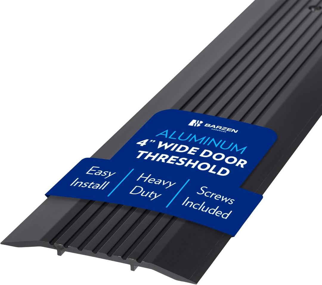 Barzen Aluminum Threshold Strip - Exterior Door Threshold 36 inch for Doorways & Commercial Use - Aluminum Door Sill - ADA Wheelchair Compliance - Black Anodize, 4" Wide x 36" Long
