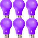 6 Pack BlueX LED A19 Purple Light Bulbs - 9W (60Watt Equivalent) - E26 Base, Party Decoration, Porch, Home Lighting, Holiday Lighting, Decorative Illumination