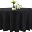 120 Inch Stain and Wrinkle Resistant Washable Polyester Table Cloth, Decorative Table Cloth for Dining Table, Buffet Parties and Wedding, Black