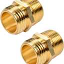 2 Pack 3/4" GHT to 3/4" NPT Male Connector, Brass Garden Hose Fitting, Male Hose Adapter
