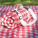 Genovega Waterproof Picnic Blanket Beach Outdoor Camping Mat Extra Large Foldable Cute Big Travel Essential Accessories Gift Park Patio Lawn Garden Grass Ground Music Festival Must Have Checkered (6'8" x 6'8" (Square))