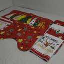 Honoson 7 Pcs Christmas Shower Curtain Set with Rugs and Kitchen Towels Farmhouse Christmas Tree Shower Curtain Bathroom Set for Farmhouse Country Summer Halloween Housewarming Gifts Decor