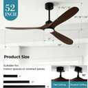 52 Inch Wooden Ceiling Fans with Lights and Smart Control, Walnut