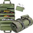 Tool Bag Organizer Roll Up: Gifts for Men Dad Valentines Day Gifts for Him Boyfriend Husband Birthday Portable Motorcycle Tool Box Woodworking Gift for Mechanic Craftsman Electrician Rollup Toolbag (Green)