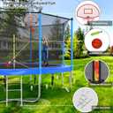 Lyromix Upgraded Trampoline with Lights, Large Outdoor Trampoline with Sprinkler,Basketball Hoop and Net, Capacity for 5-8 Kids and Adults