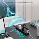 5Ft Extension Cord with Multiple Outlets, HOPOW Flat Plug Power Strip Surge Protector, 5 Outlets & 3 USB Ports (2 USB C), 1700 Joules, Wall Mount, Charging Station for Home Office Dorm, Black