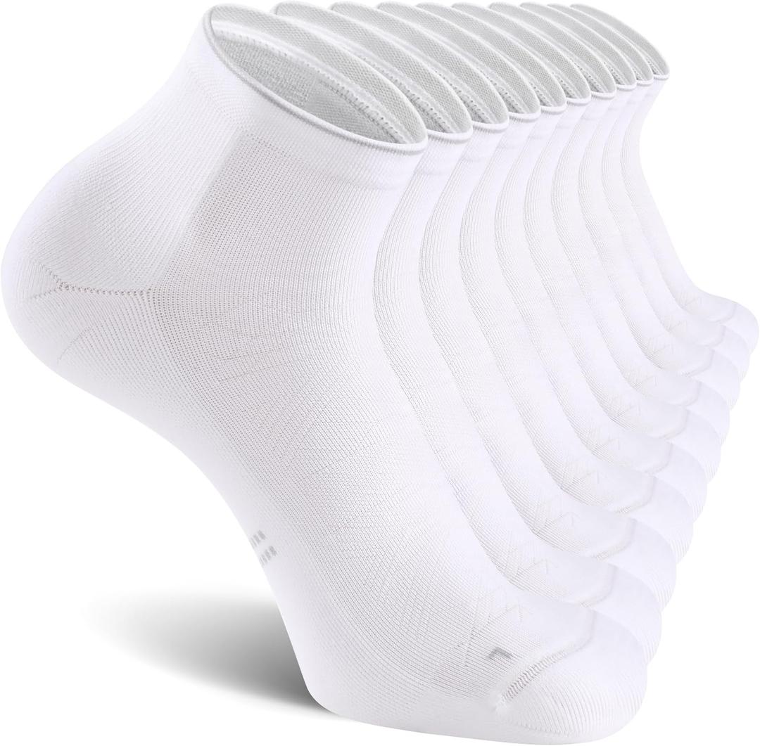 CS CELERSPORT 2/5 Pairs Ankle Compression Socks for Men and Women Running Athletic Socks (White, XXL)