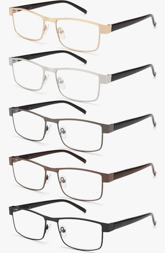 Pack of 5 BLS Businessman Rectangular Reading Glasses - Professional Durable Readers - Blue-Light Blocking Lenses, +1.25 Pack of 5 BLS Businessman Rectangular Reading Glasses - Professional Durable Readers - Blue-Light Blocking Lenses, +1.25
