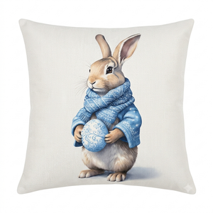 Doobicy Easter Bunny Pillow Covers, Set of 2, 18x18, Easter Egg Watercolor Rabbit Double Sided Print Cushion Covers Spring Indoor Outdoor Bedroom Sofa Decor Cute Farmhouse Easter Gift