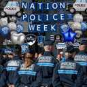 Ceenna 54 Pcs National Police Week Decorations Include Banner Balloons Sets for Policemen Policewomen Appreciation Week Festival Party Supplies (Silver Black Dark Blue)
