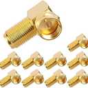 VCE 90 Degree Gold-Plated F Type Male to Female Right Angle Coax Connector - 10-Pack, Fits Tight Spaces