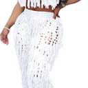 Tbahhir Sexy Women 2 Piece Vacation Outfits Crochet Bikini Coverups Beach Suits Halter Top Pants Sets Swim Pool Holiday (White, XXL)