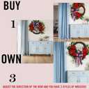 22IN Artifical Patriotic Wreath Fourth of July Wreath with Hydrangeas Ivy Spring Summer Wreath for Front Door Wall Decor Indoor Outdoor
