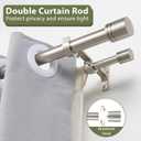 Double Curtain Rods 72-144 Inches for Windows, 1 Inch Diameter Adjustable Heavy Duty Drapery Rod with Aluminum Alloy Brackets and Finials, Modern Stylish Dual Curtains Rod, Brushed Nickel