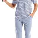 Mens Golf Shirt Short Sleeve Dry Fit Moisture Wicking Performance Collared Funny Print Golf Polo Shirts for Men (Blue, M)