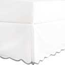 HIG Off-White Chic Twin XL Bed Skirt - Easy Fit Scallop Edge Pleated Bedskirts, 14 Inch Drop Anti-Slip Dust Ruffle, Thick Fabric for Enhanced Privacy, Pre-Washed for Long-Lasting Use(N60022) (White/Light Gray)