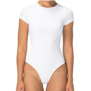 Sunzel Bodysuits for Women with Tummy Control- Crew Neck Short Sleeve Thong Body Suits Sexy Compression T shirts Tops Medium