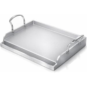 Utheer 17" x 13" Ceramic Nonstick Stainless Steel Griddle for Gas Grill, Charcoal, Oven, Stove Top Griddle, Non-Toxic, PFAS/PFOA/PTFE Free, Oven Up to 500F, for BBQ, Camping & Kitchen, Sliver