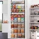 ElegantArray 8-Tier Pantry Door Organizer, Black | Over The Door, Hanging Spice Rack Shelves, Home Office Laundry Room Bathroom & Kitchen, Storage Rack