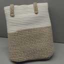 Woven Blanket Basket,65L Large Rope Storage Bin with Handles, Organizer for Blankets Toys Book and Clothes, Laundry Basket for Living Room Bedroom Nursery,White&Brown