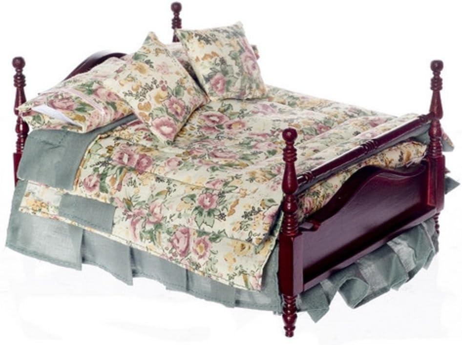 Dollhouse Miniature 1:12 Scale Bed with Linens #T3302a
