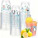 SYUCVQI 50 Pcs Christmas Snowman Plastic Cups Disposable Snowflake Party Cup Clear PET Drinking Cups for Xmas Winter Birthday Party Juice Beverage Drinkware Table Decor Supplies,12Oz Blue