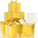 COTOPHER Small Gift Boxes 25 Pack 5x5x5 inches Gold Gift Boxes with Lids for Gifts, Crafting, Wedding Party Favor, Cupcake Boxes, Candy, Bridesmaids Proposal Box with Ribbons and Stickers