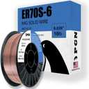 PGN Solid MIG Welding Wire - ER70S-6 .035 Inch - 10 Pound Spool - Mild Steel MIG Wire with Low Splatter and High Levels of Deoxidizers - for All Position Gas Welding