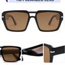 VANLINKER Polarized Trendy Square Double Bridge Aviator Sunglasses for Women Men Retro Vintage Shades VL9835 (Black Frame Brown Lens)