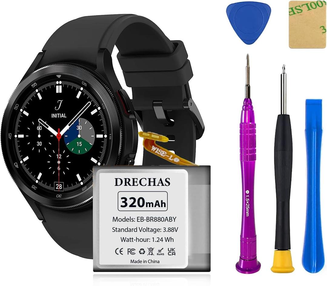 [320mAh] EB-BR880ABY Battery for Samsung Galaxy Watch 4 Classic SM-R880 SM-R885 (42mm)/Galaxy Watch 4 SM-R860 SM-R865 (40mm) with Repair Tool Kits