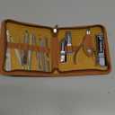 FAMILIFE Manicure Set, Nail Professional Kit Manicure Kits Nail Clipper Sets, 13PCS Stainless Steel Pedicure Sets Mens Grooming Tool, with Brown Leather Travel Case for Men (Bright Silver)