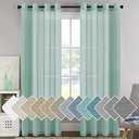 H.VERSAILTEX Linen Curtains Nickel Grommet Natural Linen Semi-Sheer Curtains 2 Panels Privacy Added Premium Soft Rich Material Drapes for Bedroom/Livingroom/Sliding Door - 52x96 - Inch - Sea Mist