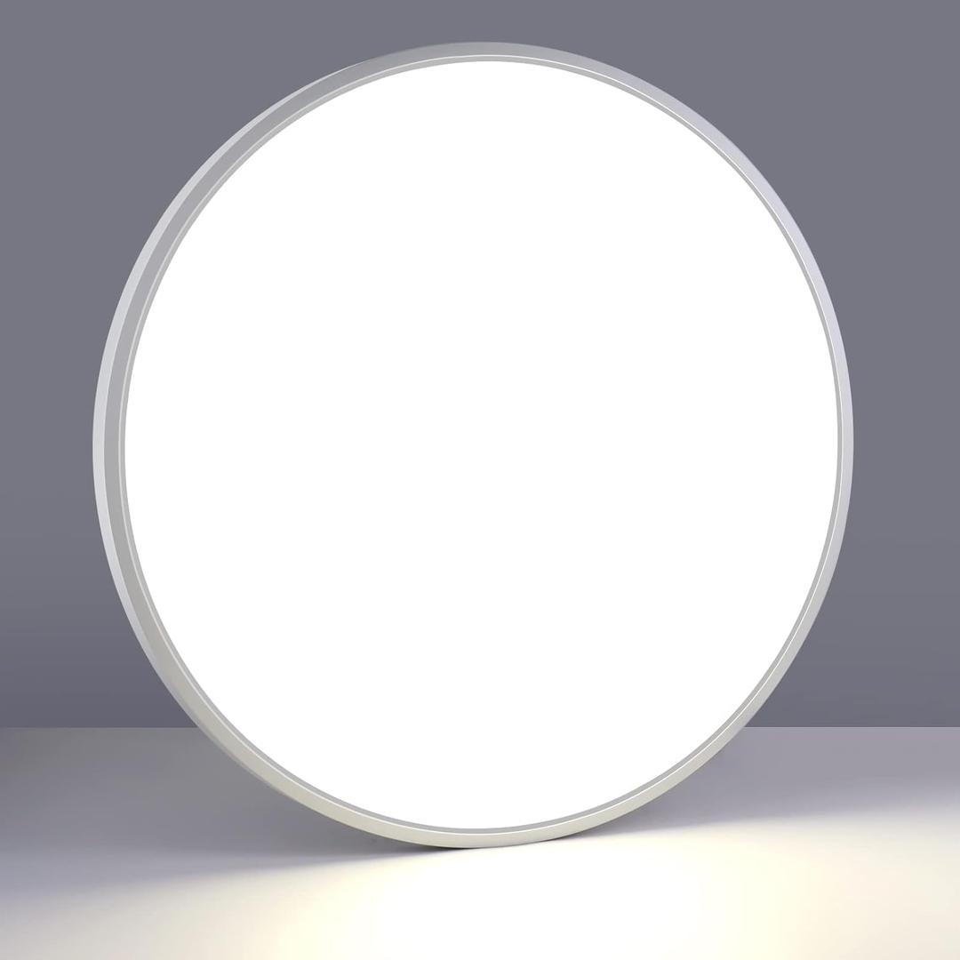 LightingWill 24 Inch LED Flush Mount Ceiling Light Fixture, 5000K Daylight White, 5600LM, 45W, Flat Modern Round Lighting Fixture, 400W Equivalent White Ceiling Lamp for Kitchens, Bedrooms.etc.
