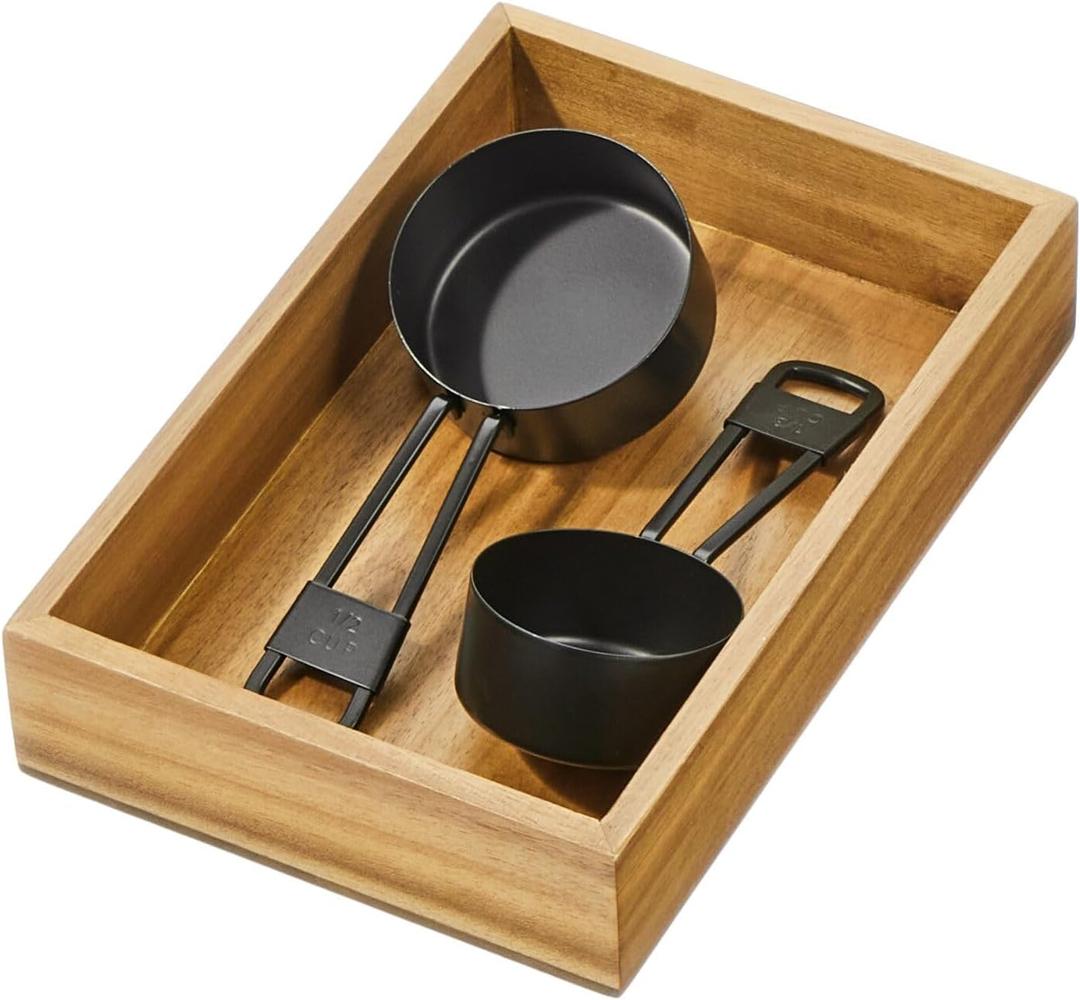 iDesign Acacia Wood Kitchen and Pantry Small Drawer Organizer Bin Natural (9 x 6 x 2)