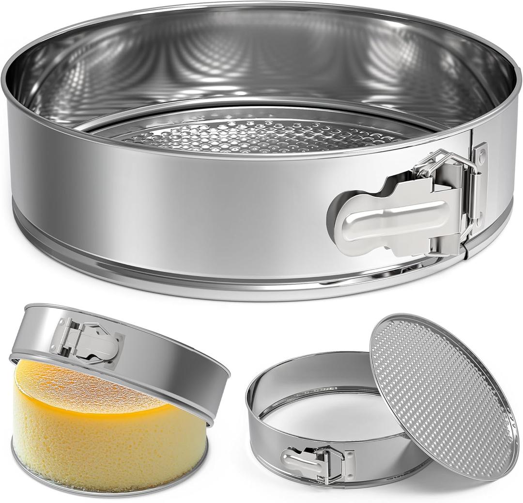 3 Pack 304 Stainless Steel Springform Pan with Removable Bottom, Nonstick Round Spring Form Cheesecake Pan 