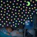 Glow in The Dark Stars and Moon for Ceiling - 200 Pcs Colorful 3D Glowing Stars for Kids Room Decor - Luminous Stickers Create a Realistic Starry Sky Ceiling Decor (Six Colors)