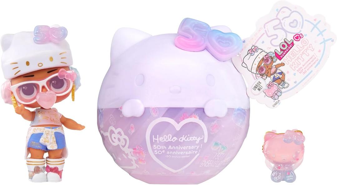 LOL Surprise Hello Kitty Crystal Cutie Doll with 7 Surprises - 50th Anniversary Limited Edition Gift for Girls 3+