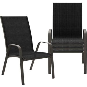 JEAREY Patio Dining Chairs Set of 4, Outdoor Stackable Dining Furniture Set, All Weather Dining Set for Lawn, Garden, Backyard, Poolside, Black