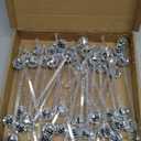 Sawysine 48 Pcs Disco Balls Cocktail Stirrers Plastic Round Top Swizzle Sticks Mirror Disco Ball Stir Sticks Decorative Straws Drink Stirrers for 1970s Party Home Bar Coffee Shop Use(Silver)