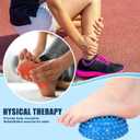 Threlaco 2 Pcs Half Round Massage Ball for Feet Blue Spiky Massage Ball for Adults Sports, Stability Training, Muscle Balancing Therapy, Yoga Gymnastics Exercise
